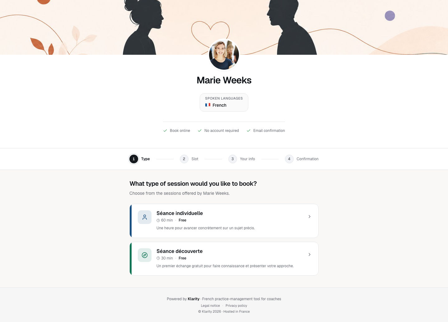 Public page on the client side
